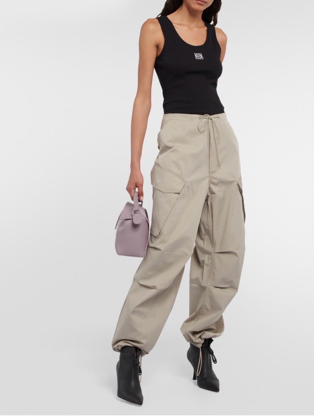 Agolde Beige Wide-Leg Cargo Joggers